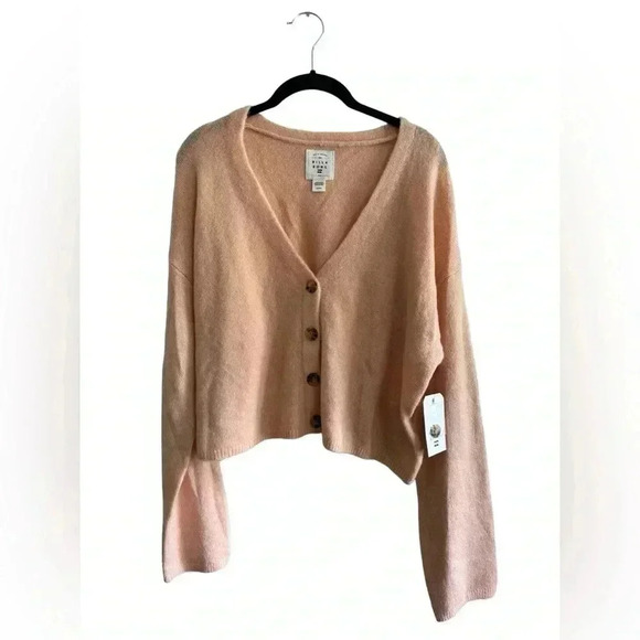 NWT Billabong Short N Sweet Cropped Cardigan Sweater Size Medium - Picture 3 of 14